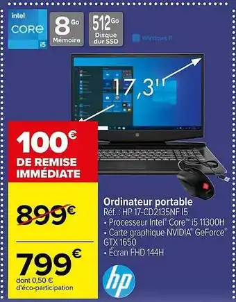 Carrefour Ordinateur portable hp offre