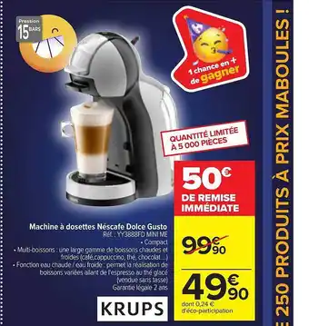 Carrefour Machine à dosettes néscafé dolce gusto krups offre