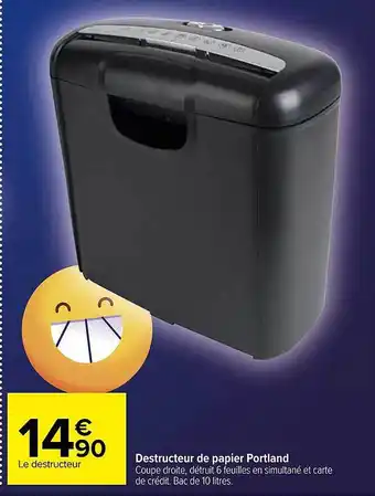 Carrefour Destructeur de papier portland offre