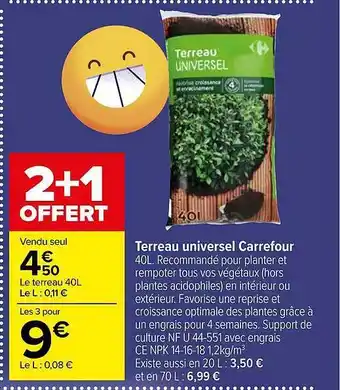 Carrefour Terreau universel carrefour offre