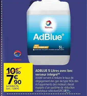 Carrefour Adblue 5 litres avec bec verseur intégré offre