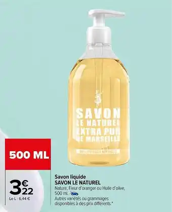 Carrefour Market Savon liquide savon le naturel offre