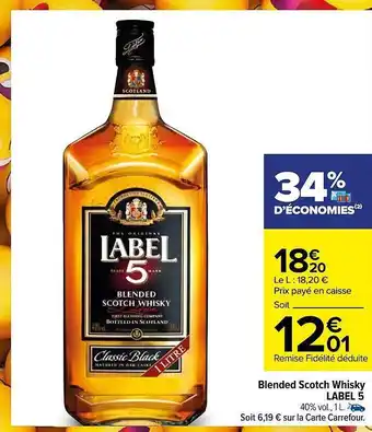 Carrefour Blended scotch whisky label 5 offre