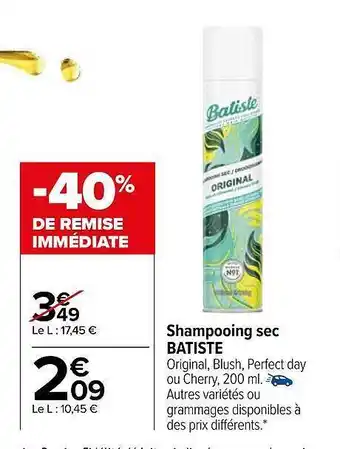 Carrefour Market Shampooing sec batiste offre