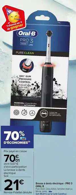 Carrefour Market Brosse à dents électrique - pro 3 oral b offre
