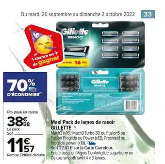 Carrefour Market Maxi pack de lames de rasoir gillette offre
