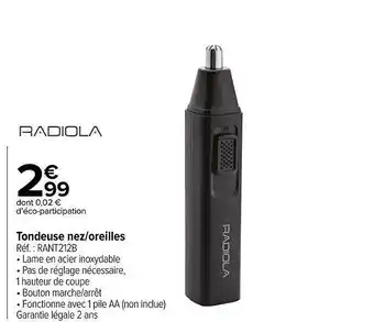 Carrefour Market Tondeuse nez-oreilles radiola offre