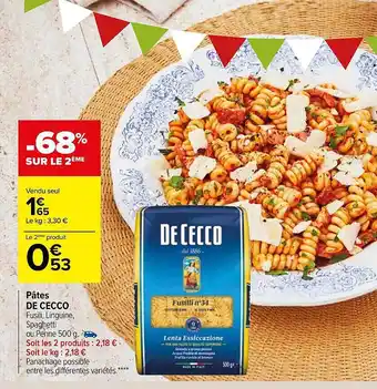Carrefour Market Pâtes de cecco offre