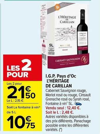 Carrefour Market I.g.p. pays d'oc l'héritage de carillan offre