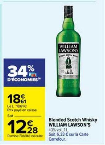 Carrefour Market Blended scotch whisky william lawson's offre