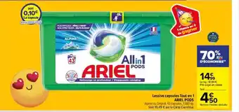 Carrefour Market Lessive capsules tout en 1 ariel pods offre