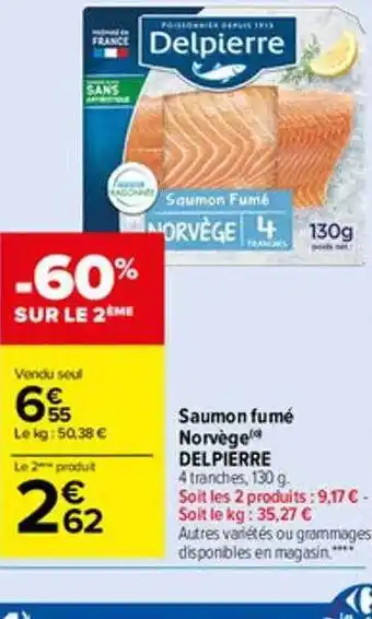 Carrefour Market Saumon fumé norvège delpierre offre
