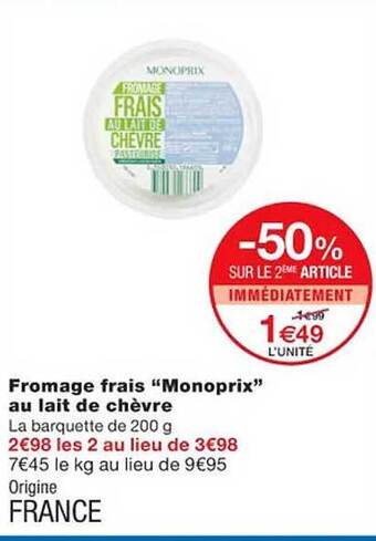 Monoprix Fromage frais offre