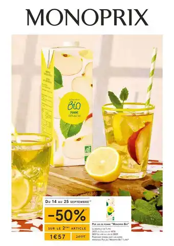 Monoprix Pur jus de pomme offre