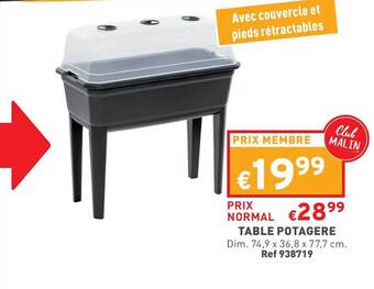 Trafic Table potagère offre