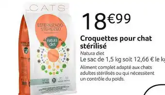 VillaVerde Croquettes pour chat stérilisé natura diet offre