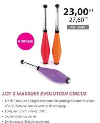 Casal Sport Lot 3 massues évolution circus offre