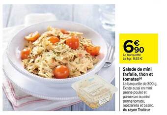 Carrefour Salade de mini farfalle, thon et tomates offre