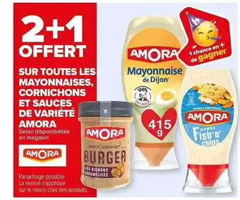 Carrefour Mayonnaise, cornichons et sauces de variété amora offre