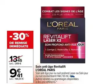 Carrefour Market Soin anti-âge revitalift l'oréal paris offre