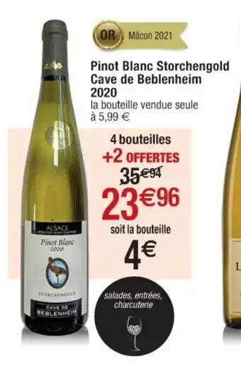 Cora x Carrefour Pinot blanc storchengold cave de beblenheim 2020 offre