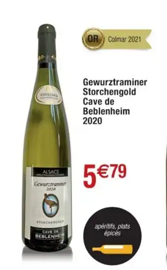 Cora x Carrefour Gewurztraminer storchengold cave de beblenheim 2020 offre