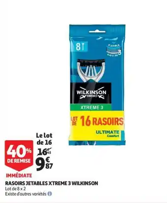 Auchan WILKINSON rasoirs jetables xtreme 3 offre