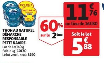 Auchan PETIT NAVIRE thon au naturel démarche responsable offre