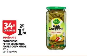 Cornichons petits croquants aigres-doux kühne