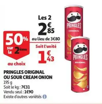 Auchan Pringles orginal ou sour cream onion offre