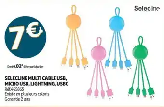 Auchan Selecline multi cable usb, micro usb, lightning, usbc offre