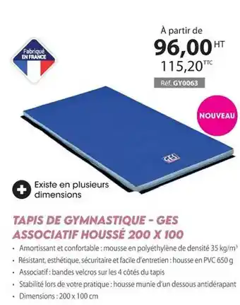 Casal Sport Tapis de gymnastique - ges associatif houssé 200 x 100 offre