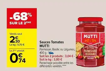 Carrefour Market Sauces tomates mutti offre