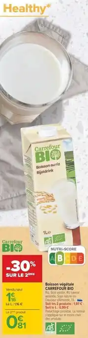 Carrefour CARREFOUR BIO boisson végétale offre