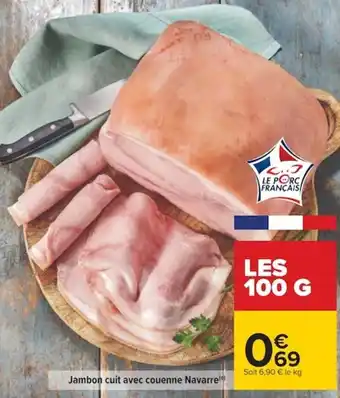 Carrefour Jambon cuit avec couenne navarre offre