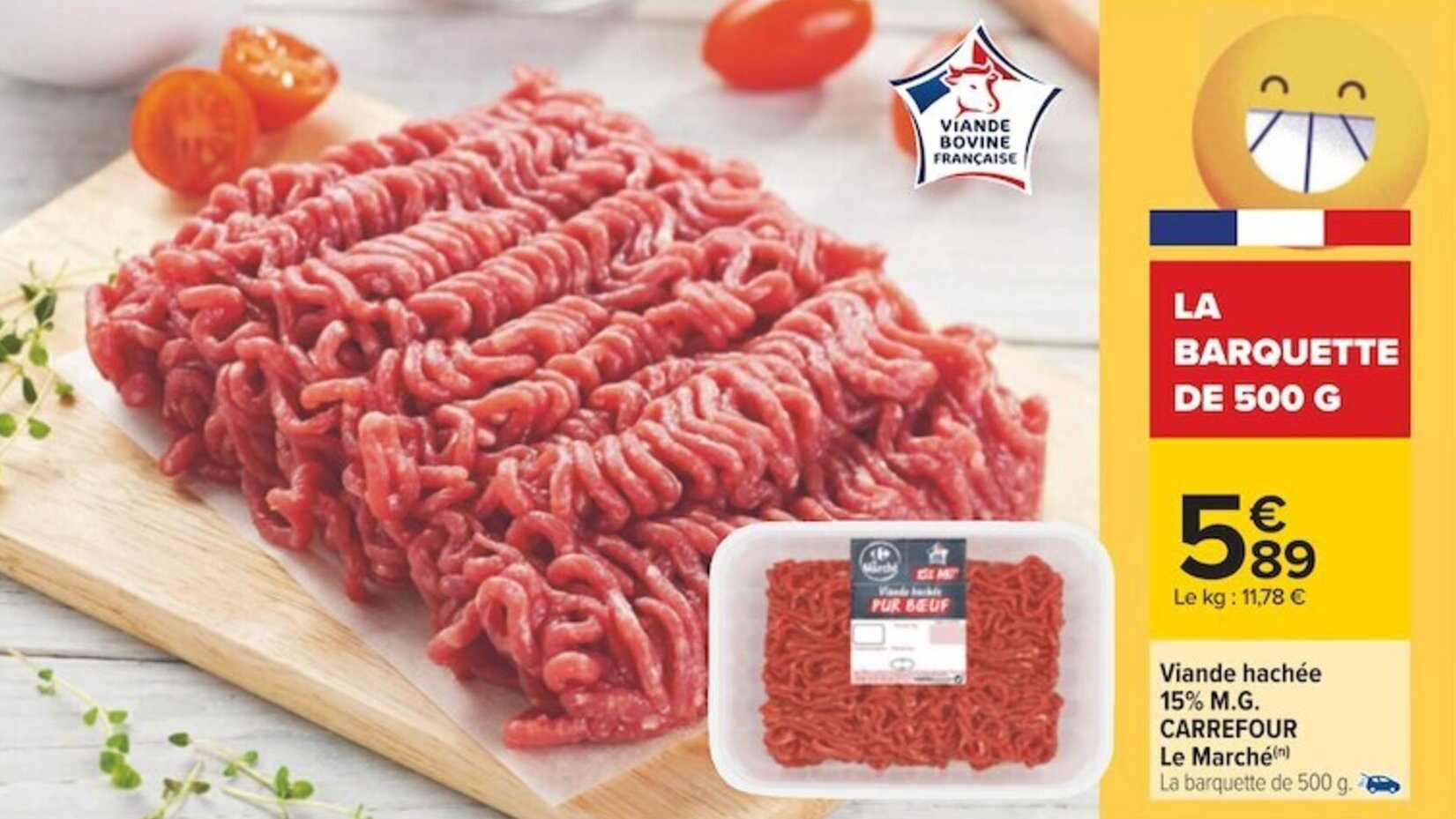 Promo Viande hachée 15 M.G. carrefour le marche chez Carrefour
