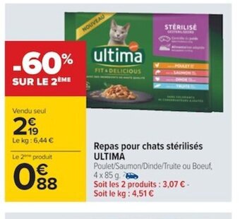 Carrefour Ultima Repas Pour Chats Stérilisés offre