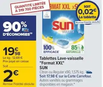 Carrefour Sun Tablettes Lave-Vaisselle Format XXL offre