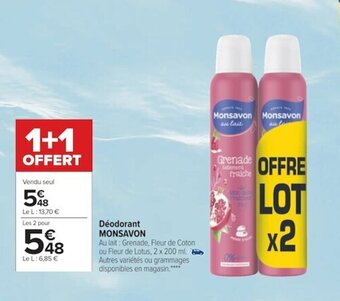 Carrefour Monsavon Déodorant offre