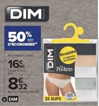 Carrefour Slips Pockets Ecodim x5 offre