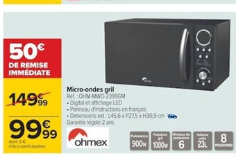 Carrefour Micro-Ondes Gril offre