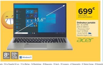Carrefour Acer Ordinateur Portable offre