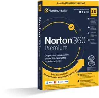 Logiciel antivirus et optimisation norton lifelock 360 premium 75go 10 postes