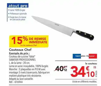 METRO Couteaux chef offre