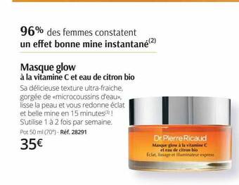 Dr Pierre Ricaud Masque glow à la vitamine c et eau de citron bio offre