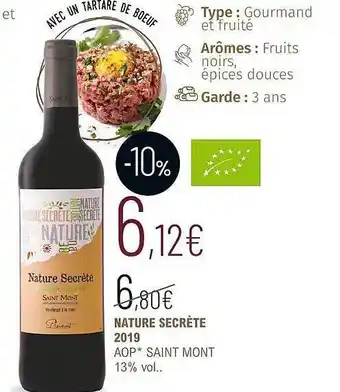 Nature secrète 2019 aop saint mont 13% vol.