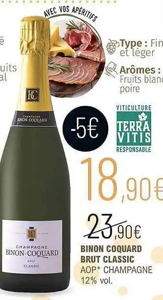 La Vignery Binon coquard brut classic aop champagne 12% vol. offre