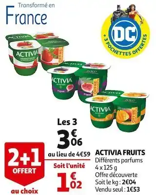 Auchan Activia fruits offre