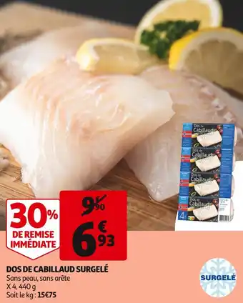 Auchan Dos de cabillaud surgelé offre