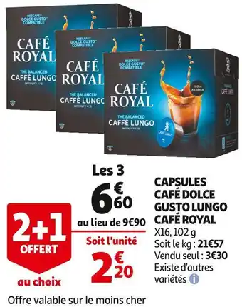 Auchan Café royal capsules café dolce gusto lungo offre